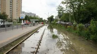 Zalane torowisko na ul. Rembielińskiej