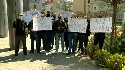 Protest operatorów żurawi. "Musimy mieć spokojną pracę, żeby nikomu nic się nie stało"