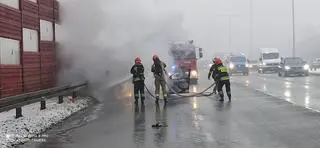 Pożar samochodu na Trasie Siekierkowskiej