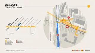 Schemat stacji Służewiec na linii M4