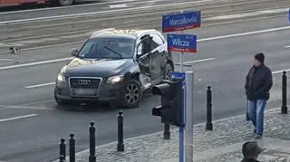 Kolizja audi z tramwajem