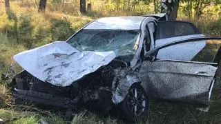 Zderzenie auta i ciężarówki w miejscowości Marynino 