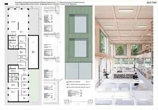 Drewniane wnętrze nowej Ursynoteki