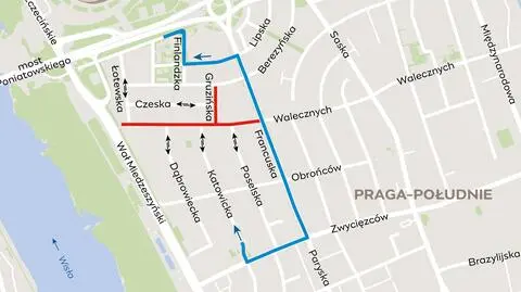 Drogowcy zamkną dwie ulice na Saskiej Kępie