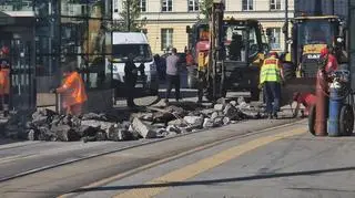 Remont torowiska na placu Bankowym 