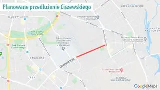 Orientacyjny przebieg przedłużonej ulicy