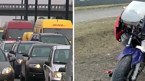 Korek na Puławskiej po kolizji motocyklisty