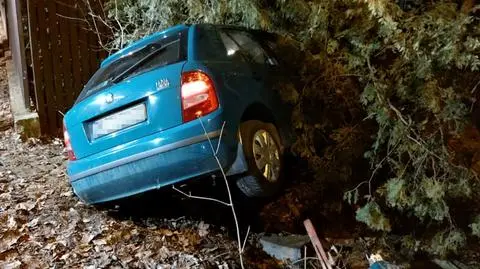 Auto na ogrodzeniu, pasażerka w szpitalu. Uciekał, bo nie miał prawa jazdy