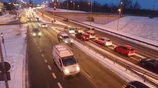 Śnieg na warszawskich uliach