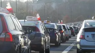 Protest taksówkarzy w Warszawie