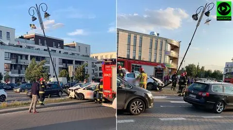 Kierowca uderzył w latarnię. "Próbował odjechać z miejsca zdarzenia"