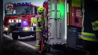 Wypadek motocyklisty pod Warszawą