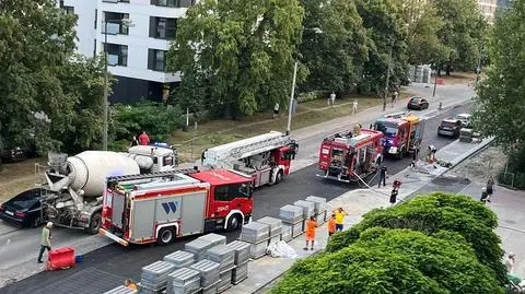 Pożar mieszkania na trzecim piętrze, poszkodowani właściciel i strażak
