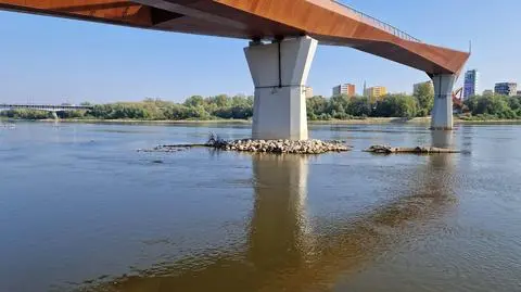 Rekordowo niski poziom Wisły w rejonie Bulwarów Wiślanych