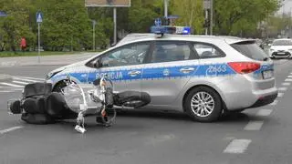 Wypadek z udziałem motocyklisty na Gocławiu