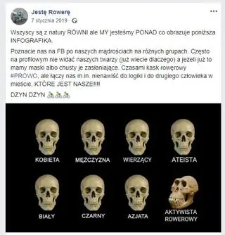 Posty opublikowane na profilu "Jestę Rowerę" 