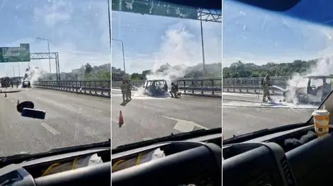 Auto doszczętnie spłonęło na moście Południowym 