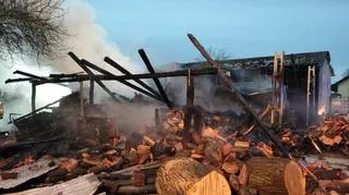 Pożar budynku gospodarczego w Kromnowie