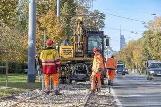 Doraźne prace remontowe przy torowisku w ciągu alei Waszyngtona