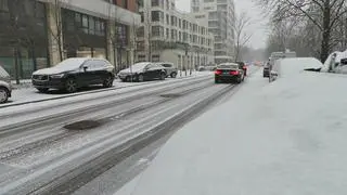 Sypnęło śniegiem w Warszawie