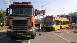 Wykolejenie tramwaju przy Galerii Mokotów