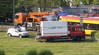 Na miejscu służby Tramwajów Warszawskich