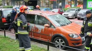 Samochody na Bielanach oblane nieznaną substancją