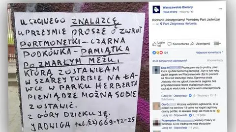 Wzruszające ogłoszenie: szuka portmonetki, pamiątki po mężu