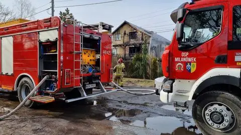 Pożar domu w Milanówku