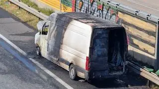 Pożar auta na trasie S8