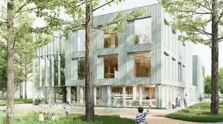 Modrzewiowa elewacja, dużo światła, ludzka skala