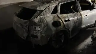 Pożar auta na podziemnym parkingu we Włochach