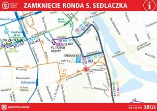 Objazdy dla autobusów na czas zamknięcia ronda Sedlaczka 