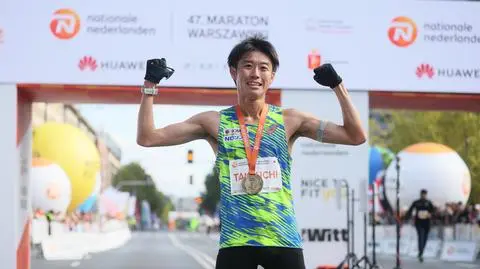 Ryoma Takeuchi na mecie Maratonu Warszawskiego