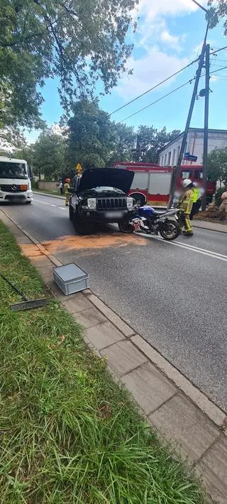 Zderzenie z udziałem motocyklisty na Patriotów