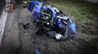 Wypadek motocyklisty pod Warszawą