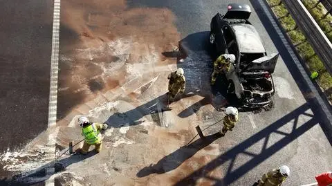 Kolizja i pożar na S8