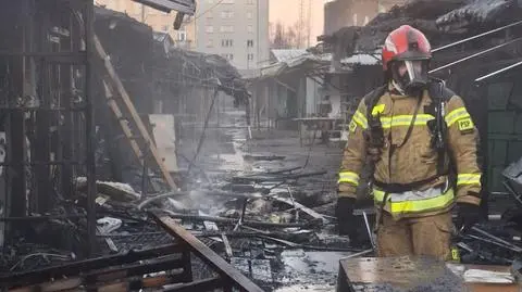 Pożar budek na bazarze Różyckiego