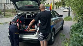 Strażnicy założyli poszkodowanemu opatrunek
