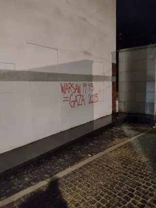 Dewastacja pomnika Umschlagplatz