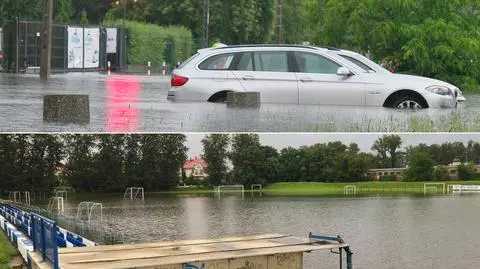 Potok spod Radarowej podtapia auta, zalewa piwnice, boiska zmienia w baseny