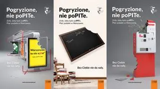 Plakaty zachęcające do rozliczania się w stolicy