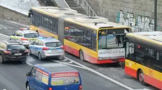 Zderzenie autobusów na Trasie Łazienkowskiej 