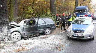 Ford rozbił się na drzewie