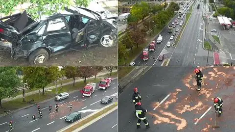 Zderzenie dwóch aut i ciężarówki. Utrudnienia na Jagiellońskiej