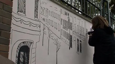 Widok przedwojennej ulicy przenosi na "Mur Sztuki"
