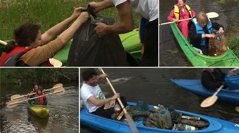 Opony, puszki, butelki. Kajakarze sprzątają rzekę 