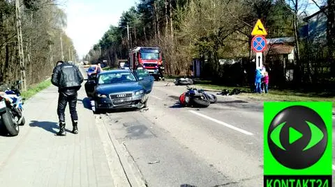 Motocyklistka ranna w zderzeniu z audi