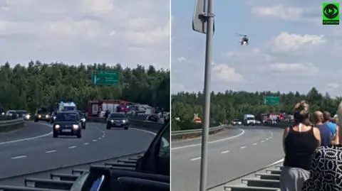 Wypadek na trasie S8. Rannego motocyklistę zabrał śmigłowiec LPR