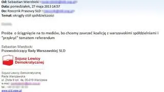 Mail wysłany przez Sebastiana Wierzbickiego